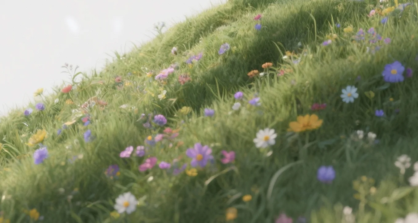A hillside meadow of wildflowers